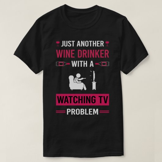 Wijndrinker die TV kijkt T-shirt (Design voorkant)