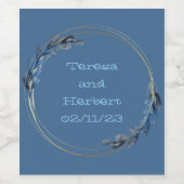 Wijndruiven - Aangepaste bloemen - Goud Blauw Wijn Etiket (Enkel label)