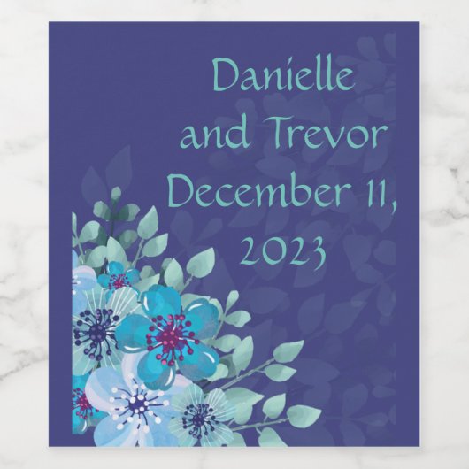 Wijndruiven Aangepaste bloemen Rood Wit Blauw Wijn Etiket (Enkel label)