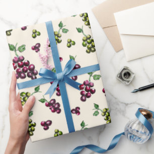 Wijndruiven Elegante hand-geïllustreerde Waterverf Cadeaupapier