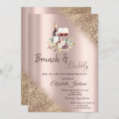 Wijndruiven Glitter Bokeh Brunch & Bubbly Kaart (Voorkant / Achterkant)
