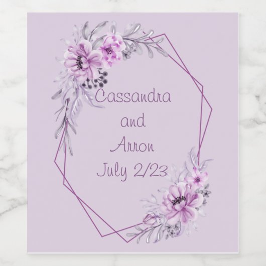 Wijndruiven - Paars gepersonaliseerde bloemen Wijn Etiket (Enkel label)