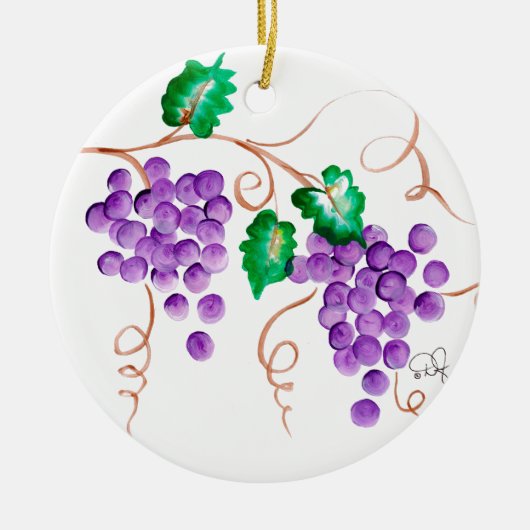 Wijndruiven voor sierdoeleinden keramisch ornament (Voorkant)