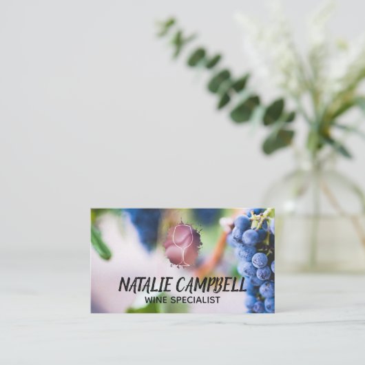 Wijndruiven | Wijn Glas Visitekaartje (Staand voorkant)
