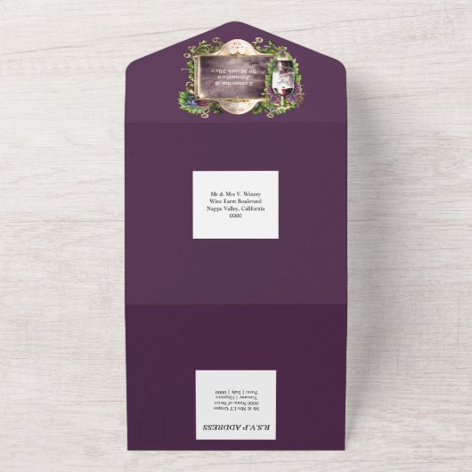 wijnembleem lijst Bourgondische gouddruiven All In One Uitnodiging (Buitenkant)