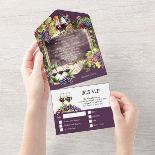 wijnembleem lijst Bourgondische gouddruiven All In One Uitnodiging