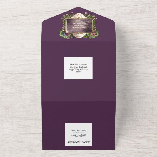 wijnembleem lijst Bourgondische gouddruiven All In One Uitnodiging (Buitenkant)