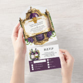 wijnembleem lijst Bourgondische gouddruiven All In One Uitnodiging (Afscheurbaar)