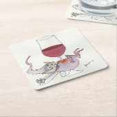 Wijnfee Vierkante Kartonnen Onderzetter (Schuin)