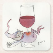 Wijnfee Vierkante Kartonnen Onderzetter (Voorkant)