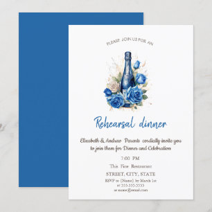 Wijnfles Blue Rozen repetitie diner Kaart