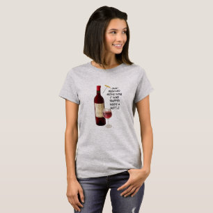 Wijnfles en glas illustratie t-shirt