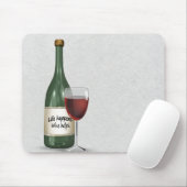 Wijnfles en -glas met prijsopgave muismat (Met muis)