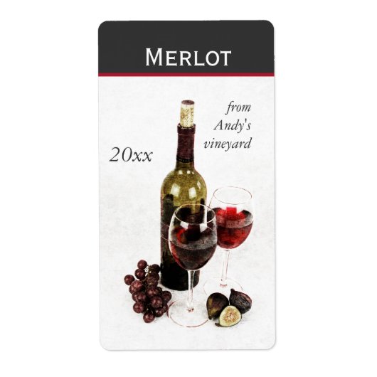 Wijnfles en glazen Wijnfles sticker (Voorkant)