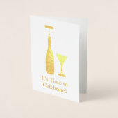 Wijnfles en Kurkentrekker - Klassieke Viering Folie Kaarten (Voorkant)