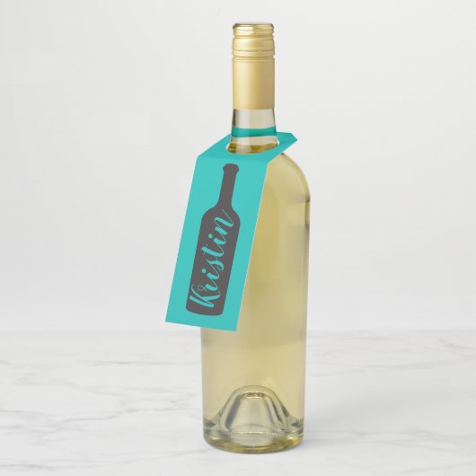 Wijnfles Gift Label hanger label, silhouet (Schuin)