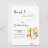 Wijnfles Glas Bloem Groen Brunch & Bubble Kaart (Voorkant)