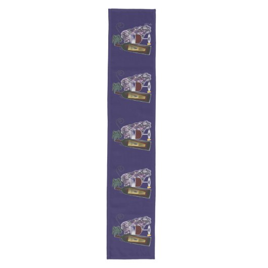 Wijnfles, glas en druiven medium tafelloper (Voorkant)