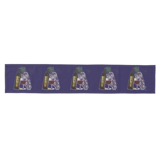 Wijnfles, glas en druiven medium tafelloper (Horizontaal)