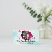 Wijnfles glas en druiven | Waterverf Art Visitekaartje (Staand voorkant)