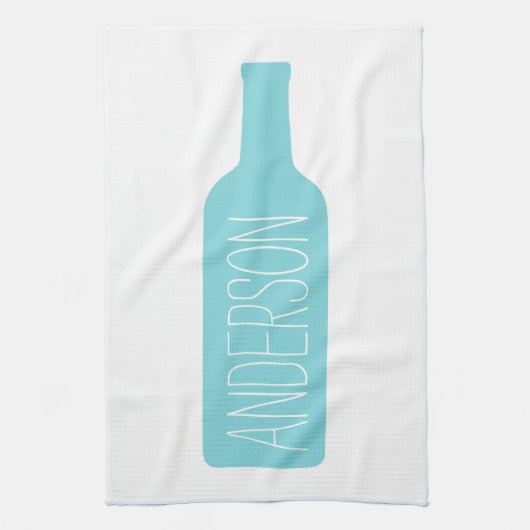 Wijnfles Illustratie - Moderne Witte Naam Theedoek (Verticaal)