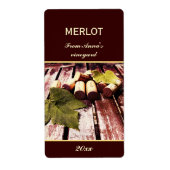 Wijnfles kurken en druivenblad flesetiket etiket (Voorkant)