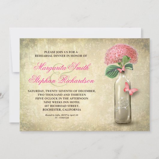 wijnfles repetitie uitnodiging (Voorkant)