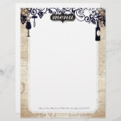 Wijnflesdruiven gourmet food menu letterhead (Voorkant / Achterkant)