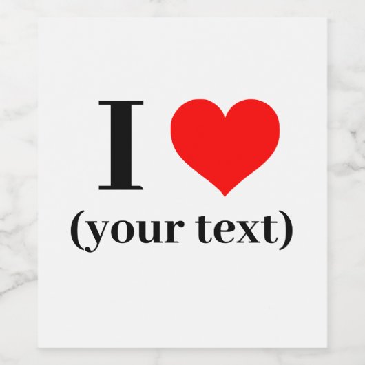 Wijnflesetiket - Custom I heart (jouw tekst) Wijn Etiket (Enkel label)