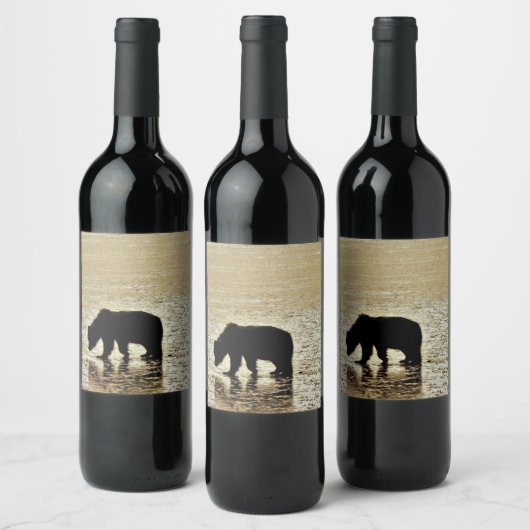 Wijnflesetiket met grizzly beer wijn etiket (Flessen)