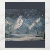 Wijnflesetiket met het landschap van de winterberg wijn etiket (Enkel label)