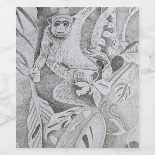 Wijnflesetiketten, Aap in een boom, Bier, Sigaar Wijn Etiket (Enkel label)
