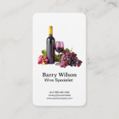 Wijnflesglas en wijndruiven visitekaartje (Voorkant)