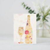 Wijnflesje en glas briefkaart (Staand voorkant)