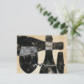 Wijnflesje en glas briefkaart (Staand voorkant)