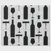 Wijnflesje en glas cadeaupapier (Vlak)