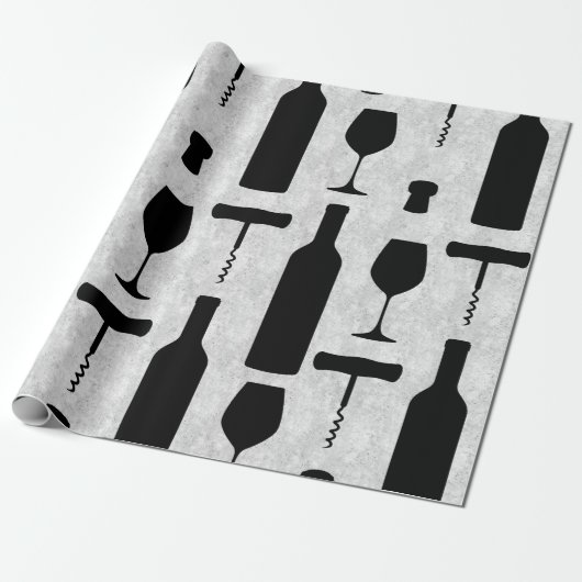 Wijnflesje en glas cadeaupapier (Uitgerold)