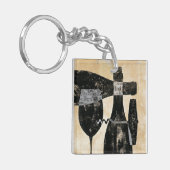 Wijnflesje en glas sleutelhanger (Voorkant Links)