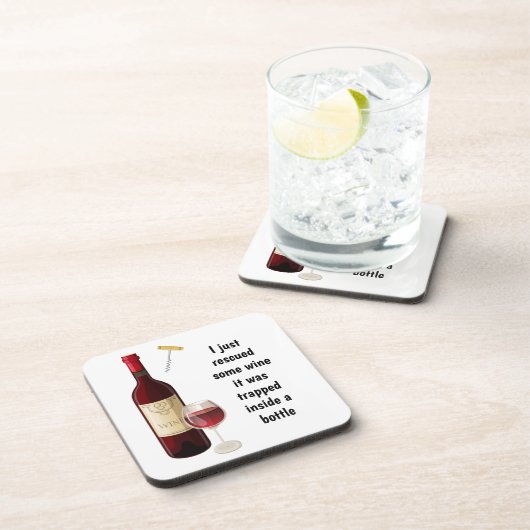 Wijnflesje en glazen illustratie bier onderzetter (Rechterzijde)