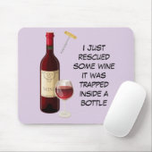 Wijnflesje en glazen illustratie muismat (Met muis)