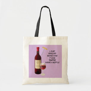 Wijnflesje en glazen illustratie tote bag
