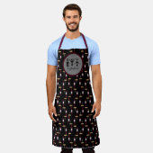 Wijnflesje en kroonpatroon Franse I-werkout Schort (Gedragen)