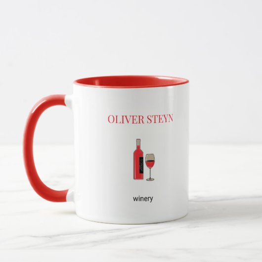Wijnflesje en wit glas mok (Links)