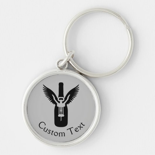 Wijnflesje met ringen en schroefdraad sleutelhanger (Voorkant)