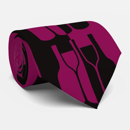 Wijnflesjes en glazen Abstract ontwerp-stropdas Stropdas (Opgerold)