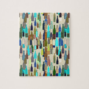 Wijnflesjes met meerdere kleuren, beige achtergron legpuzzel