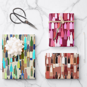 Wijnflespatroon, roest, beige en Bourgogne Inpakpapier Vel