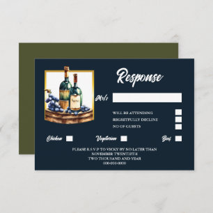 Wijnflessen druiven waterverf wijnmakerij wijngaar RSVP kaartje