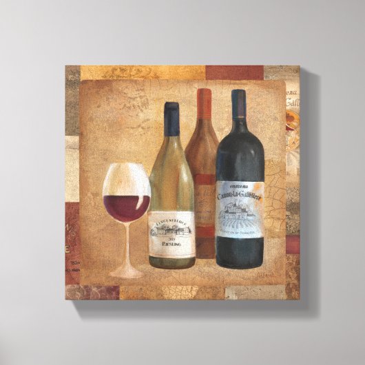 wijnflessen en wijnglas canvas afdruk (Voorkant)