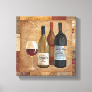  wijnflessen en wijnglas canvas afdruk